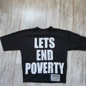Go Getter Black "Let's End Poverty" Heavyweight Short Sleeve Shirt Sz XL